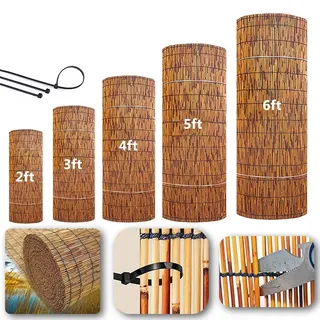 HRXQ Schilfrohrmatte 50×500cm 100×300cm 120×500cm Bambus Sichtschutz Garten Rolle Balkon Sichtschutz Dekorative Zäune Sichtschutzpaneele (Size : 60x300cm)