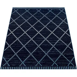 Teppich PACO HOME "Kortrijk 742" Teppiche Gr. B/L: 160 cm x 230 cm, 4 mm, 1 St., blau Esszimmerteppiche Flachgewebe, Rauten Design, In- und Outdoor geeignet, Wohnzimmer