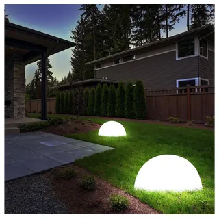 etc-shop LED Solarleuchte, LED-Leuchtmittel fest verbaut, Neutralweiß, 2er Set LED Solar Außen Leuchten Wand Boden Kugel Lampen Garten Rasen weiß