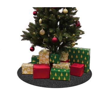 Primaflor - Ideen in Textil Weihnachtsbaum-Unterlage Glimmer Rund - Anthrazit, 30 cm Durchmesser, Tannenbaum-Bodenschutzmatte, Glitzer Event-Teppich