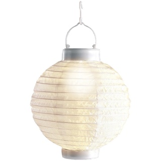 Lumineo LED Solarleuchte, Solar Laterne Outdoor LED Lampion Nylon Gartenleuchte 20x23cm warmweiß weiß