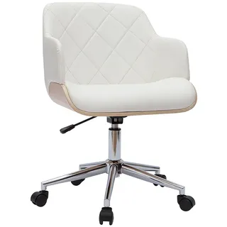 Design-Bürostuhl in Weiß mit hellem Holz SANDRO