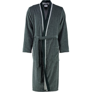 Cawö Herrenbademantel 4839, Langform, Baumwolle, Kimonoform, Gürtel, Kimono Form grau|schwarz|silberfarben 56