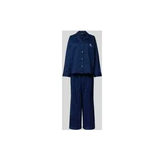 Pyjama mit Logo-Stitching, Dunkelblau, S