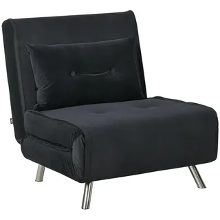 HOMCOM Sessel Schlafsessel, Relaxsessel mit Schlaffunktion, Liegesessel (Klappsessel, 1-St., Bettsessel), für Schlafzimmer, Wohnzimmer, Schwarz schwarz