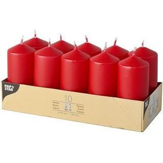 Papstar, Kerzen, Stumpenkerzen, 40 mm, rot, 10er Pack Durchmesser: 40 mm, Höhe: 90 mm, Brenndauer: ca. 9 Stunden (10 Stk.)