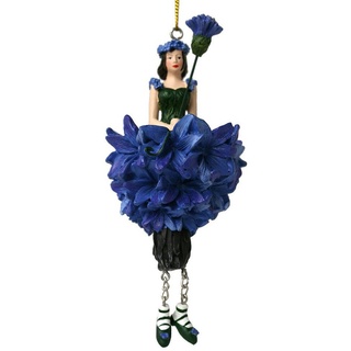 ROSEMARIE SCHULZ Heidelberg Dekofigur Blumenmädchen Kornblume Dekohänger Kunstblume Deko-Objekt, Handbemalte Figur aus Polyresin blau