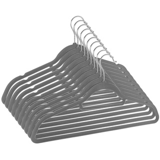 Homewit Kleiderbügel Samt Kleiderbügel mit Antirutsch Einkerbungen und Drehbarer Haken, (Set, 10-tlg), Anzugbügel Jackenbügel mit Rutschfester Oberfläche grau