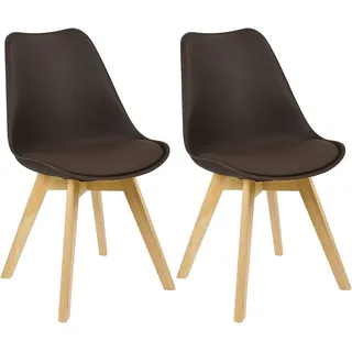 Woltu Esszimmerstuhl Kunstleder braun 2er Set