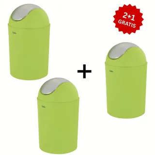 baliv Kosmetikeimer 3 für 2, 3 l Grün Treteimer Bad WC Mülleimer