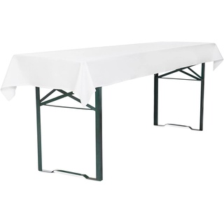 TexDeko Tischdecke für Bierzeltgarnitur 100x250cm, waschbar Weiß