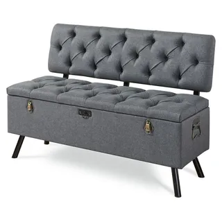 [en.casa] Sitzbank Malmöhus Dunkelgrau 110 x 48 x 75 cm