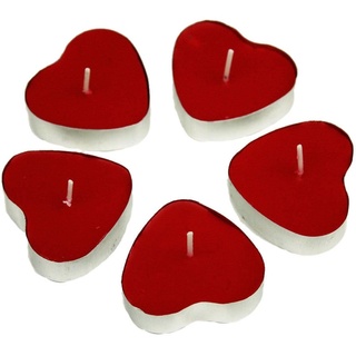 HAAC 5 Teelicht Kerzen Kerzenset in Herzform Herz Größe 4 cm Farbe rot