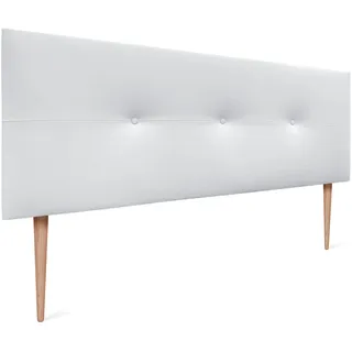 DHOME Kopfteil gepolstert in Kunstleder oder Stoff AQUALINE MIT Beinen Kopfteile Bettkopfteile (Kunstleder Weiß,145x105cm (Betten 120/135/140))