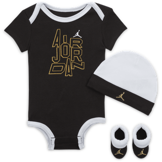Jordan Holiday Shine 3-Piece Boxed Set dreiteiliges Bodysuit-Set für Babys - Schwarz, 0-6M