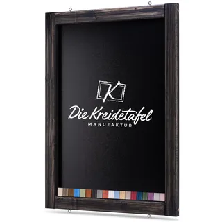 Rustikale Tafel Kreidetafel Wandtafel Küchentafel mit Holzrahmen zur Beschriftung mit Kreide im Landhausstil in verschiedenen Größen und Farben (Schwarz, 50x70cm)