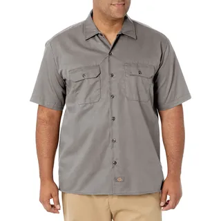 Dickies Herren Regular Fit Freizeit Hemd Shrt/S Work Shirt, Kurzarm, Grau (Silver Grey SV), Gr. Large (Herstellergröße: L) - L