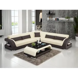Couch Ecksofa Leder Wohnlandschaft Garnitur Design Modern Sofa L-Form Garnituren - Orange