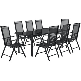 Juskys Aluminium Gartengarnitur Milano Gartenmöbel Set mit Tisch und 8 Stühlen Dunkel-Grau