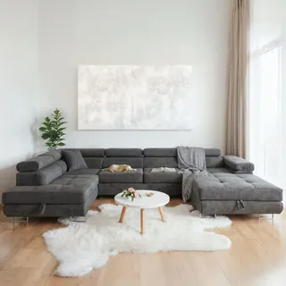 sofiland Eckcouch U-Form Grau 2-Sitzer