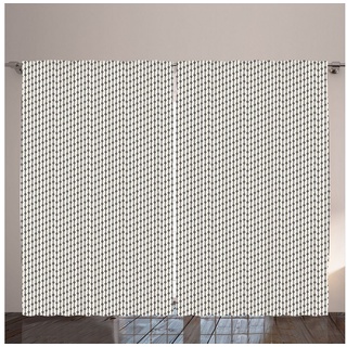 Abakuhaus Gardine Gardinen mit Schlaufen und Haken 140 cm x 2 Vorhangbahnen, Streifen Kunstformen auf Linien beige|grau 280 cm x 265 cm