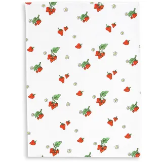 KRACHT, Halbleinen Geschirrtuch, Druckmotiv Erdbeeren, Format 50/70