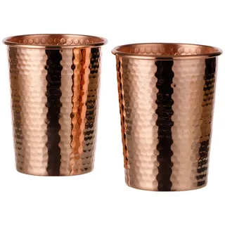 DEMMEX Moscow Mule Becher, 1 mm dickstes reines Kupfer, massiv, ungefüttert, unbeschichtet, gehämmertes Kupfer, handgefertigt, groß, 510 ml, 2 Stück