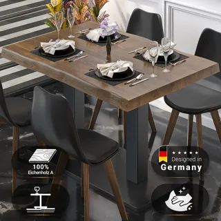 PMD | Bistro Baumkanten Tisch | Rechteckig | 130 x 80 x 77 cm | Walnuß / Schwarz