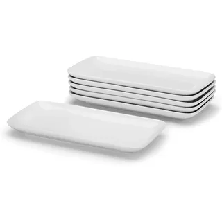 6-teiliges Set Kleiner Tabletts, Rechteckige Keramikteller (23 Cm), Modernes Sushi-servierset, Weißes Geschirr Zum Anrichten Von Speisen, Vorspeisen, Desserts, Hauptgerichten Und Partys