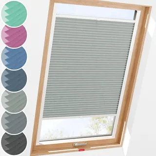 Schuette® Dachfenster Plissee mit Bohren zum Anschrauben ● Melange Kollektion: On The Road (Grau) ● 100-109 x 120-149cm (Breite x Höhe) ● Suprafix Faltrollo Befestigung ● Bequeme Rollo