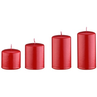 Kopschitz Kerzen Kerzen 4er Adventskerzen Rot, je 1 Kerze 6 x 6 cm, 8 x 6 cm, 10 x 6 cm und 12 x 6 cm