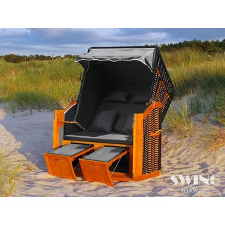 Swing&Harmonie LED - Strandkorb XXL - 118cm inkl. Abdeckcover Volllieger Ostsee Sonneninsel Rattan Möbel Polyrattan - versch. Ausführungen