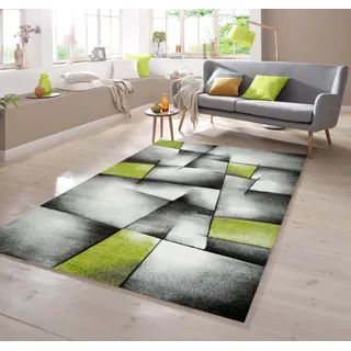 TeppichHome24 Teppich Designer Teppich mit Konturenschnitt in grün weiß grau schwarz, rechteckig grau|grün|schwarz rechteckig | 80 cm x 300 cm