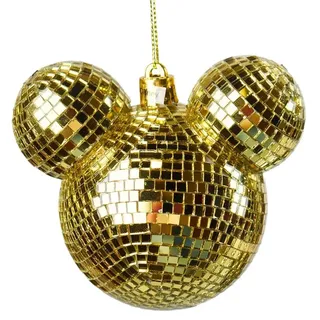 Christbaumschmuck Discokugel Micky Maus, Gold - Baumkugel für Disney Fans, Weihnachtskugel Disney, Weihnachtsdeko