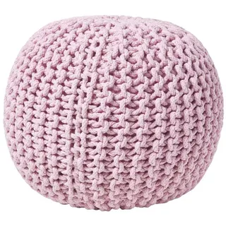 Homescapes Strick-Pouf, Rosa, Textil, Uni, Rund, 40x35x40 cm, Wohnzimmer, Hocker, Poufs