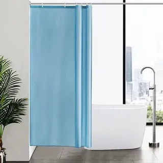 Schmaler Duschvorhang Polyester Hellblau 100x200 für Eck Dusche mit 6