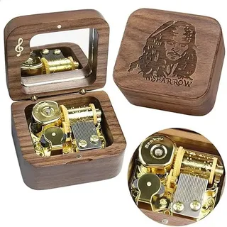 Sinzyo Davy Jones Vintage Holz mechanische Spieluhr Geburtstag Geschenk Weihnachten Valentinstag (Nussbaum Musical Note)