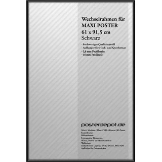 Wallario Rahmen Wechselrahmen Alu, passend für Maxi-Poster (61 x 91,5 cm), Schwarz schwarz 61 cm x 91.5 cm