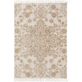 benuta Nest Teppich, Beige, Textil, Grafikmuster, Rechteckig, 120x170 cm, Gots, wasserabweisend, Teppiche & Böden, Teppiche