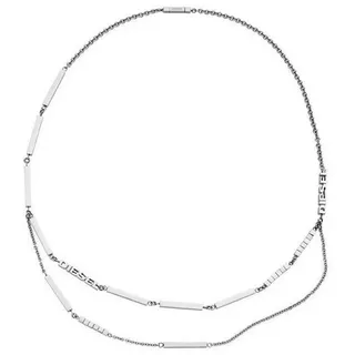 Diesel Collier DX0056040, aus Edelstahl, Erbskette, mit Herstellerschriftzug, 71cm lang silberfarben