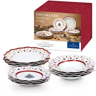 Villeroy & Boch Teller-Set rund 12 Teile rot/weiß