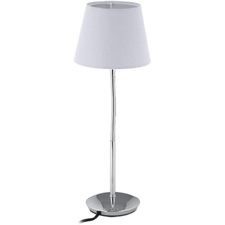 Relaxdays Tischlampe flexibel, mit Stoffschirm, verchromter Fuß, E14 Fassung, Nachttischlampe, HxD: 47 x 17 cm, weiß