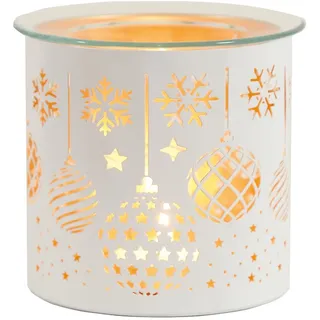 Woodbridge Teelicht Duftlampe | Baubles White & Gold | Aromalampe für Duftwachs | Deko Duftöl Lampe | Stimmungsvolle Raumduft Lampe | Geschenkidee Weihnachten | Geschenkidee Weihnachten
