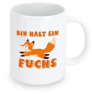 "Kaffeetasse Keramik 330ml Weiß mit Fuchs Motiv \"BIN HALT EIN FUCHS\""