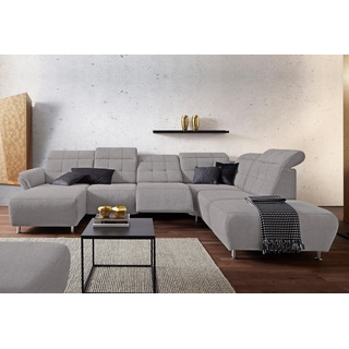 Places of Style Wohnlandschaft Manhattan U-Form, 2 Sitze mit elektrischer Relaxfunktion, verstellbare Armlehnen grau