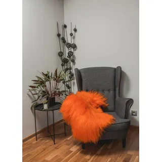 Tannery Sheepskin Orange gefärbtes echtes Schafsfell Lammfell Schafsfell Teppich Pelz weiche Wolle, schaffell Hygge (ca. 110/60cm)