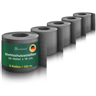 Novatool PP 130m RollenSichtschutzstreifen für Doppelstabmattenzaun Anthrazit für 50 Reihen Glatt