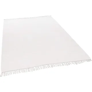 Theko | Dhurry Teppich aus 100% Baumwolle Flachgewebe Teppich Happy Cotton | handgewebt | Farbe: Weiß | 90x160 cm