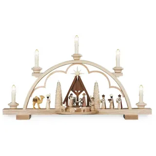 Müller Kleinkunst GmbH Seiffen Lichterbogen Lichterbogen Schwibbogen Christi Geburt mit Krippe natur