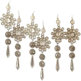 Loberon Schmuckanhänger 6er Set Fleurette, Silber | Weihnachten, Winter, Festtage, Zarte Schneeflöckchen, Mit funkelnden Glassteinchen, Für kreative Deko-Ideen